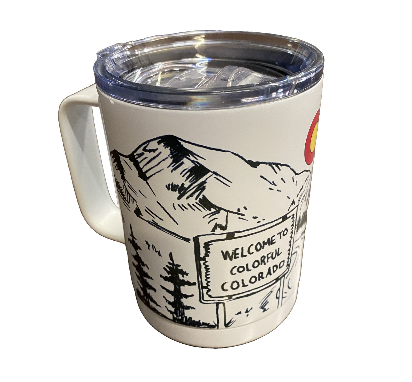 Insulated coffee mug with sublimated design