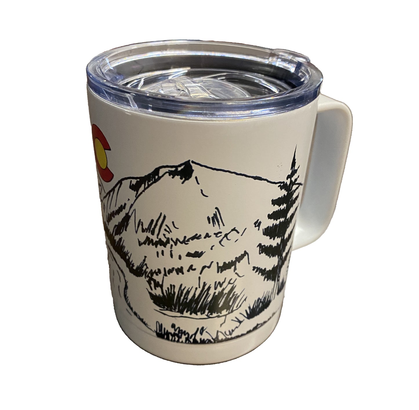 Insulated coffee mug with sublimated design