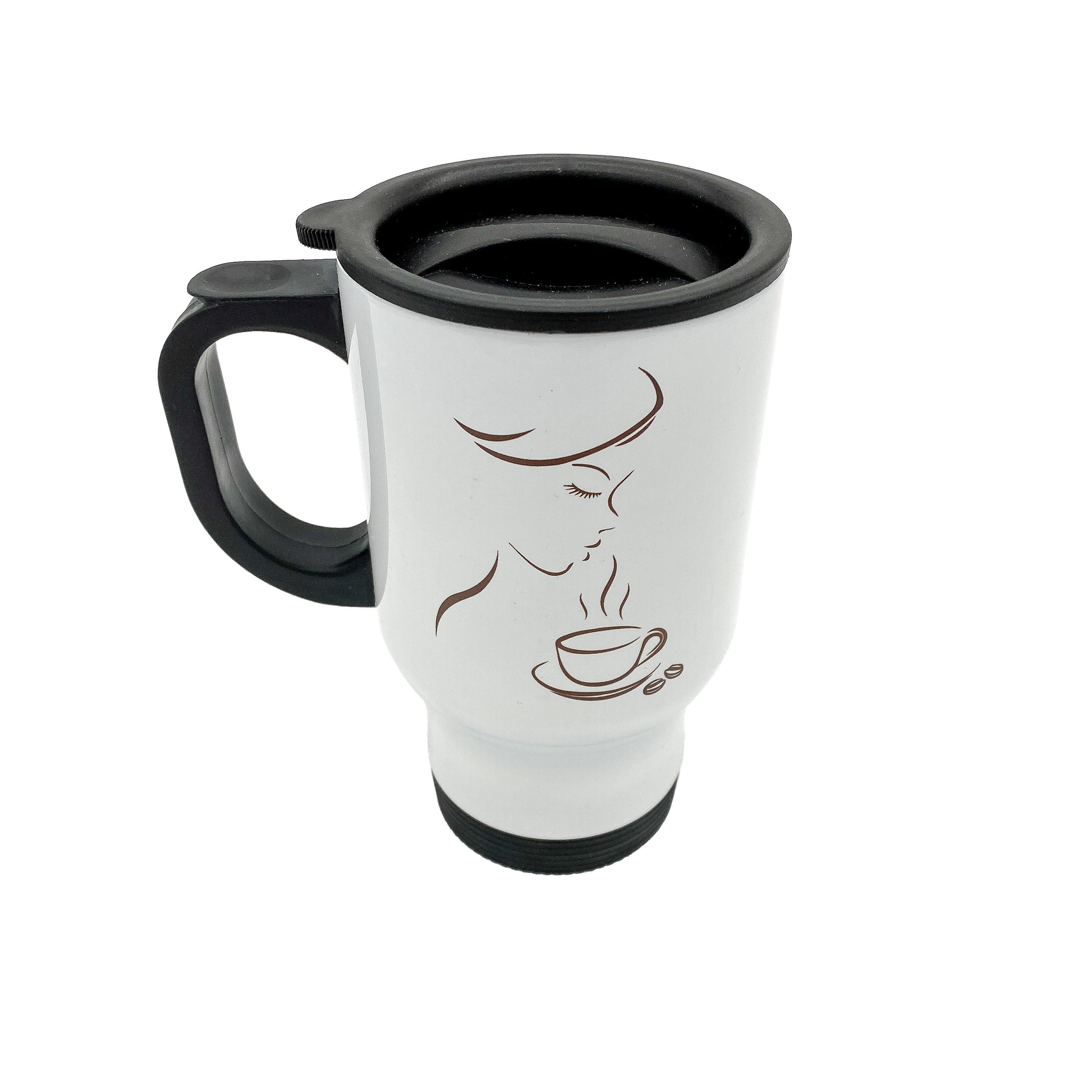 Travel mug with redemption roaster logo