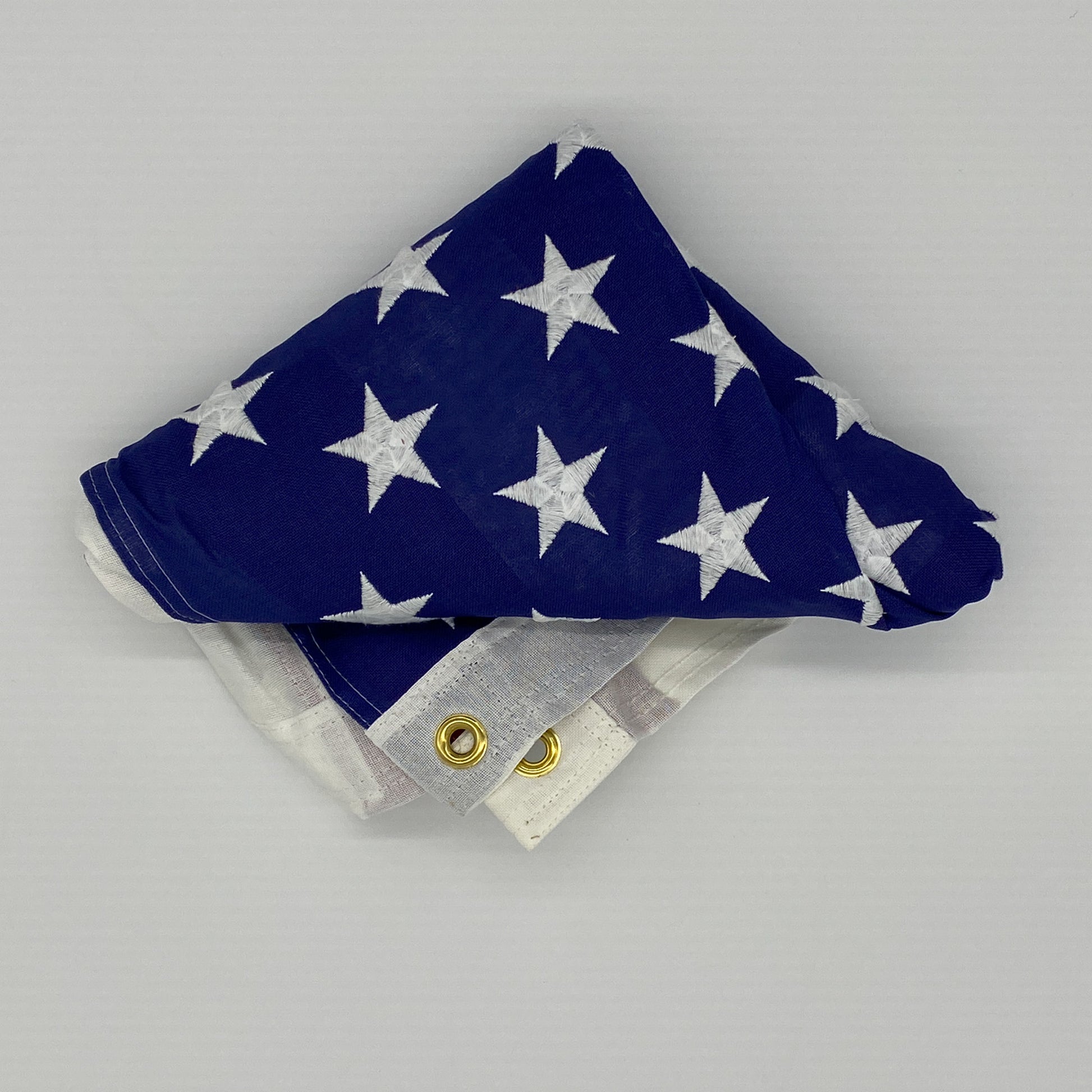 American Flag, made with cotton bunting material, for outdoor use.